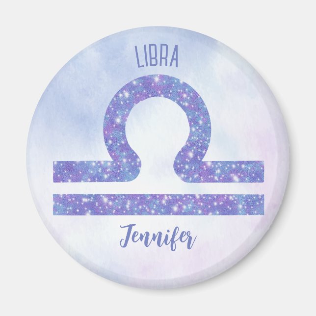Imã Lindo Símbolo de Astrologia Libra Roxo Personaliza (Frente)