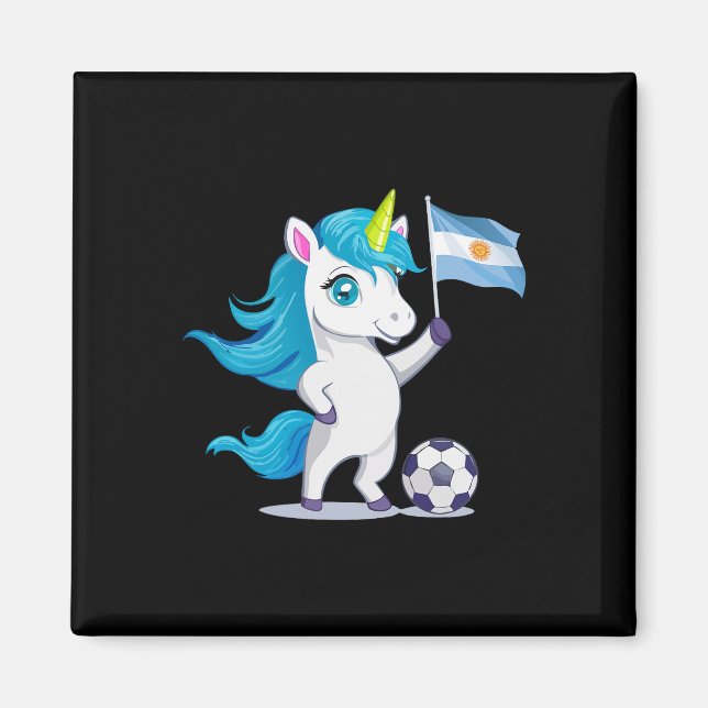 Imã Lindo Unicórnio de Raízes Argentinas Jogando Futeb (Frente)