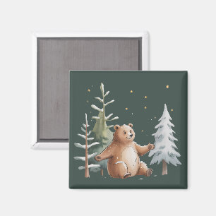 Imã Lindo Urso Nevado de Inverno Caprichoso Bosque Inv