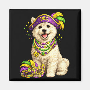 Imã Lindo West Highland Terrier Temático de Mardi Gras