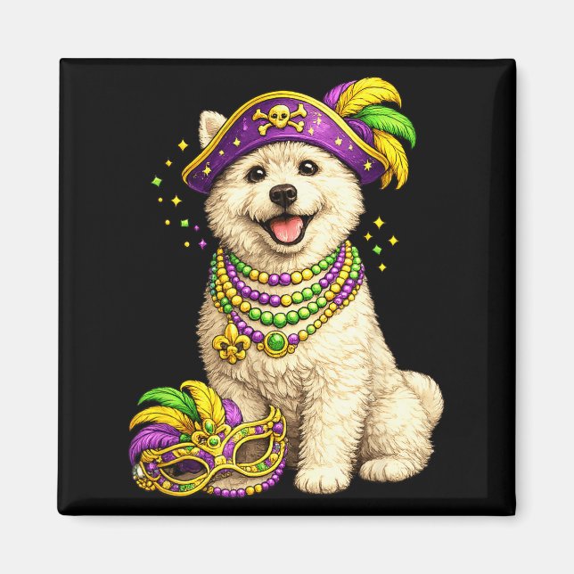 Imã Lindo West Highland Terrier Temático de Mardi Gras (Frente)