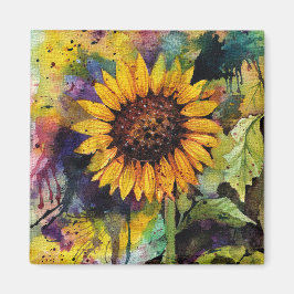 Imã Lindos Girassóis Em Aquarela