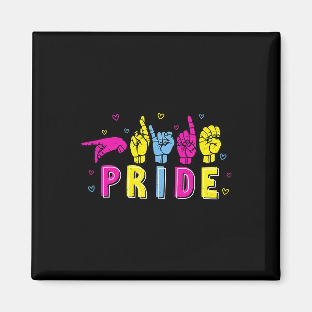 Imã Linguagem de Sinal de Orgulho Pan-Arco-Íris ASL tr (Frente)