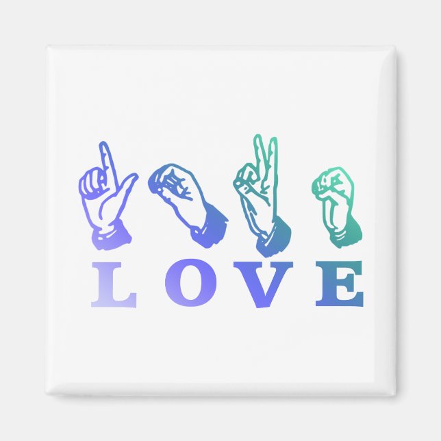 Imã Linguagem de Sinal LOVE - Camisetas de Sinal de Mã (Frente)