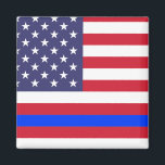 IMÃ "LINHA AZUL FINA NA BANDEIRA"<br><div class="desc">BOTÃO "LINHA AZUL FINA NO PAVILHÃO"</div>