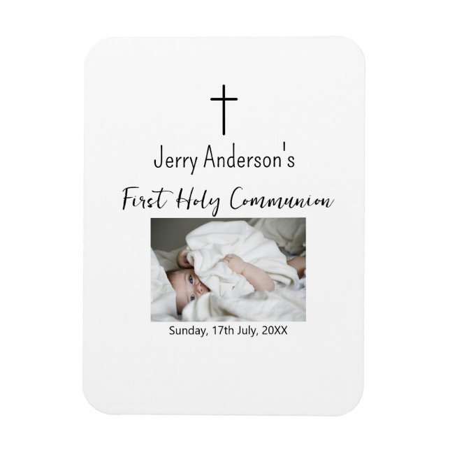 Ímã Linha católica de primeira comunhão simples QR mín (Vertical)