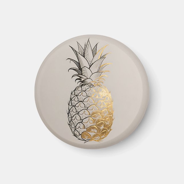 Imã Linha de Arte de Abacaxi Dourado (Frente)