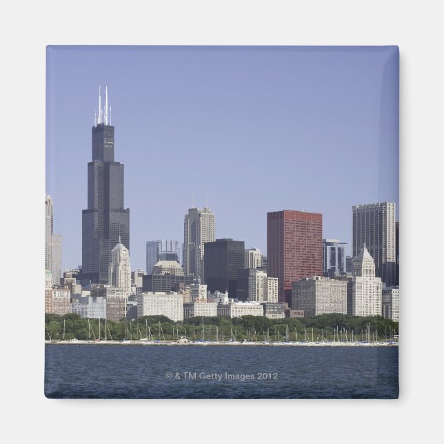Imã Linha do horizonte da cidade de Chicago com o lago (Frente)