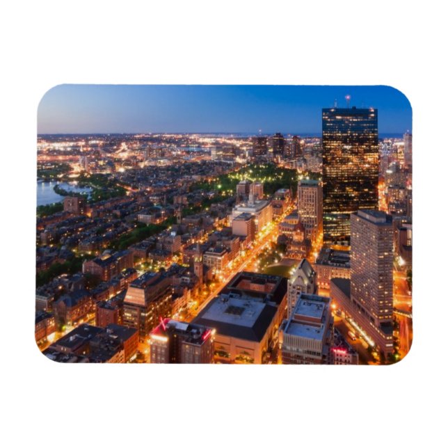 Ímã Linha do horizonte de Boston ao anoitecer (Horizontal)