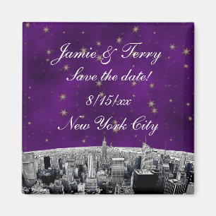 Imã Linha do Horizonte de NYC Gravada 2 Roxo Estrela D