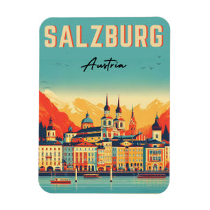Ímã Linha do horizonte de Retro Áustria Capital Salzbu