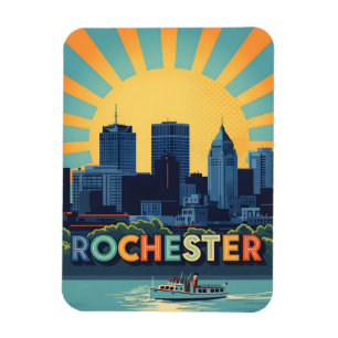 Ímã Linha do horizonte Vibrant Rochester no pôr do sol