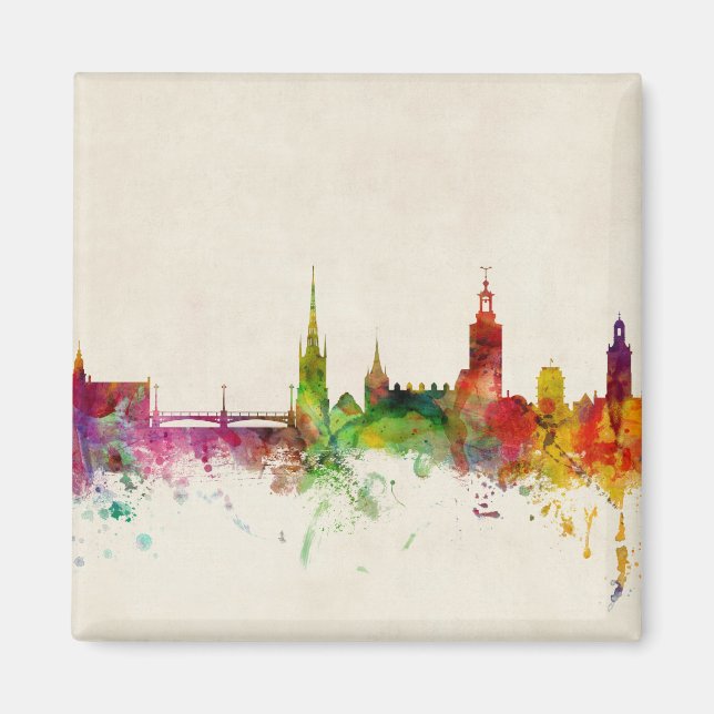 Imã Linha do Skyline da Suecia de Estocolmo (Frente)