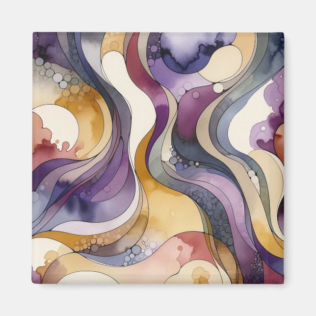 Imã Linhas fluidas, púrpura e abstrato, cor d'água (Frente)