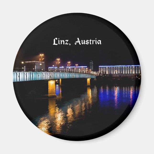 Imã Linz, paisagem urbana austríaca à noite (Frente)