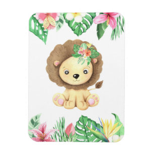 Ímã Lion Flower Watercolor