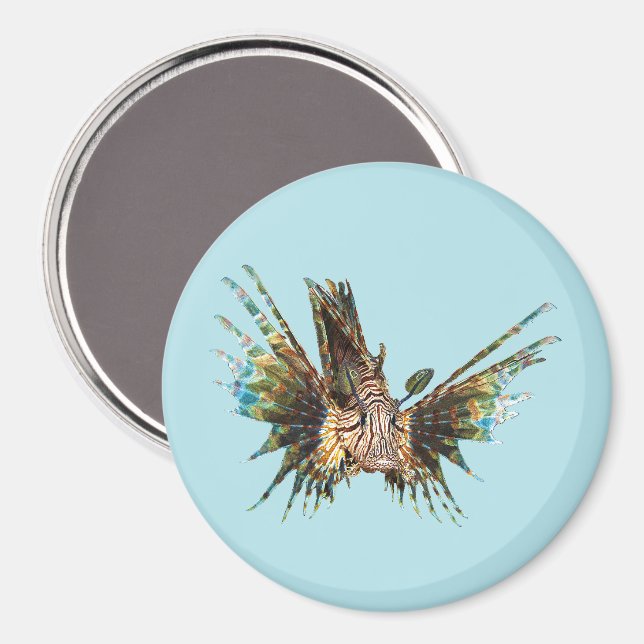 Imã Lionfish - Design abstrato - Corte de uma foto | (Front/Back)