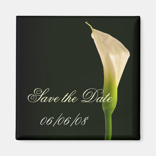 Imã Lírio de calla elegante para salvar a data (Frente)
