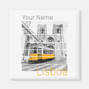 Imã Lisboa Portugal Vintage Holiday Tram Souvenir