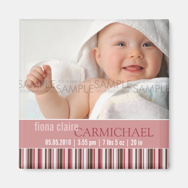 Imã Lista de Invernos Rosa ・ Anúncio de Bebê (Frente)