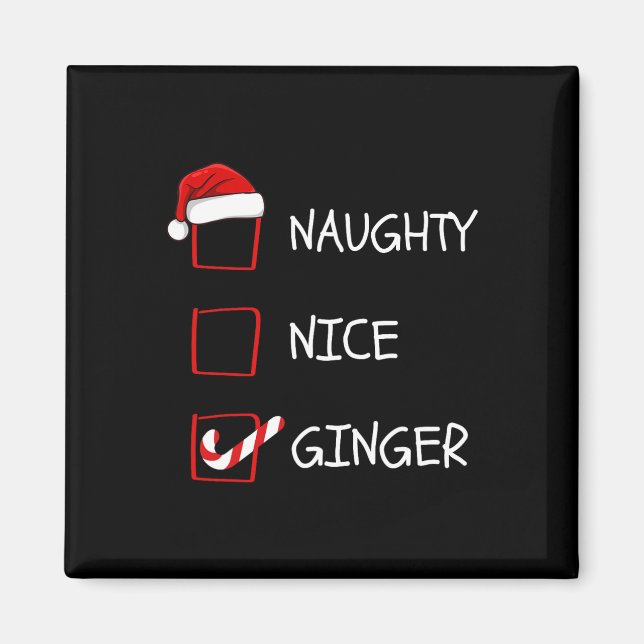 Imã Lista de Natal de Ginger Naughty Nice (Frente)