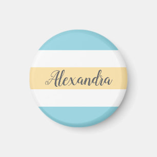 Imã Listras Amarelas E Azuis Personalizáveis