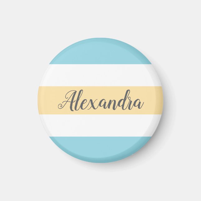 Imã Listras Amarelas E Azuis Personalizáveis (Frente)