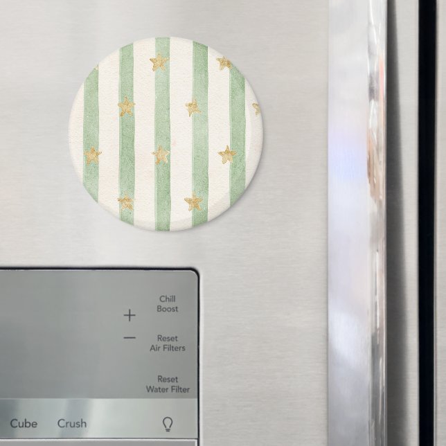 Imã Listras Creme Verde Estrelas Douradas (In Situ (Fridge))