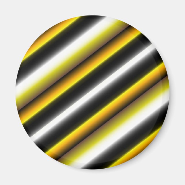 Imã Listras de Arco-Íris Preto e Amarelo Branco (Frente)