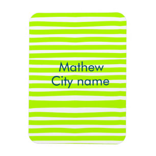 Ímã Listras retrô amarelo verde neon adicionam nome ci