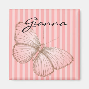 Imã Listras Rosa com Borboleta