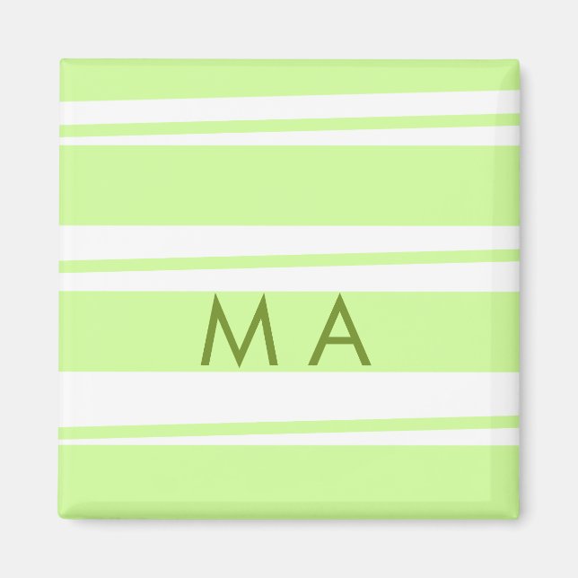 Imã listras verde neon padrão grego monograma letra (Frente)