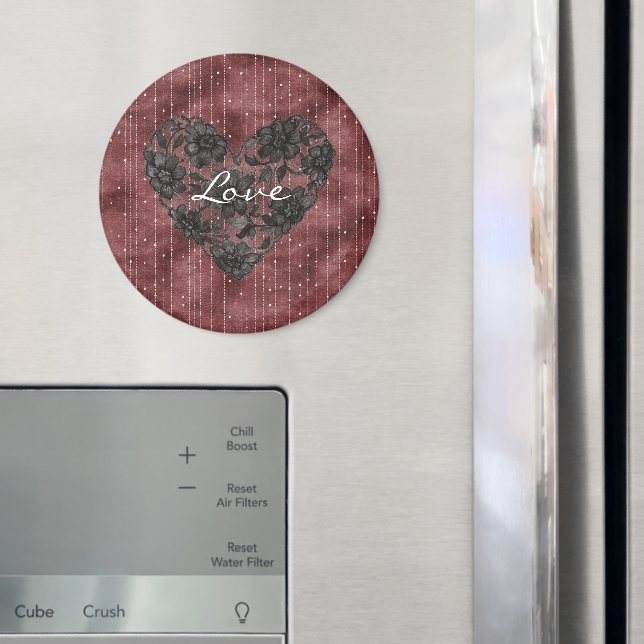 Imã Listras Vermelhas Borgonha Preto Renda Falsa Flora (In Situ (Fridge))