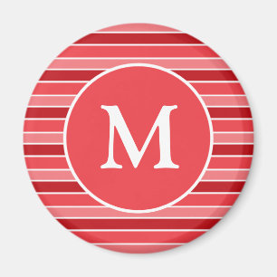 Imã Listras Vermelhas e Brancas Monogramadas