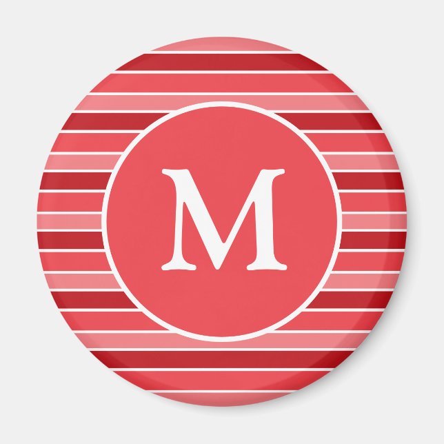 Imã Listras Vermelhas e Brancas Monogramadas (Frente)