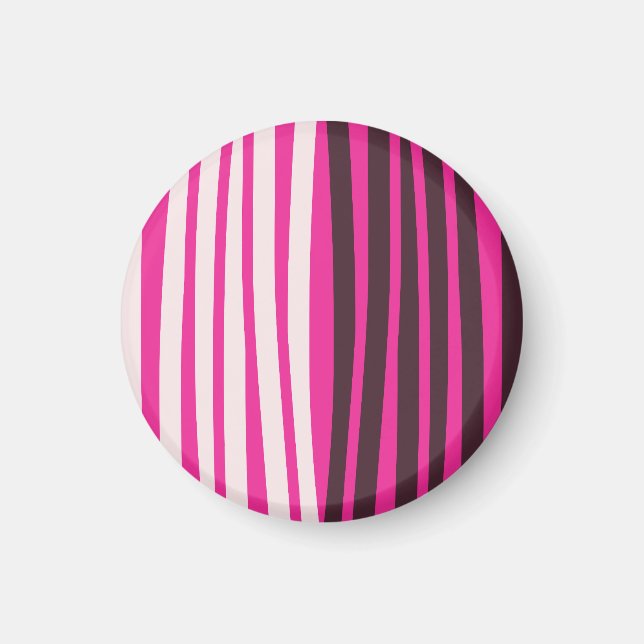 Imã Listras verticais brancas e pretas cor-de-rosa (Frente)