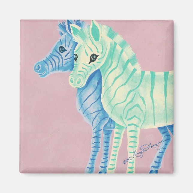 Imã Listras Zebras Azuis & Aqua (Frente)