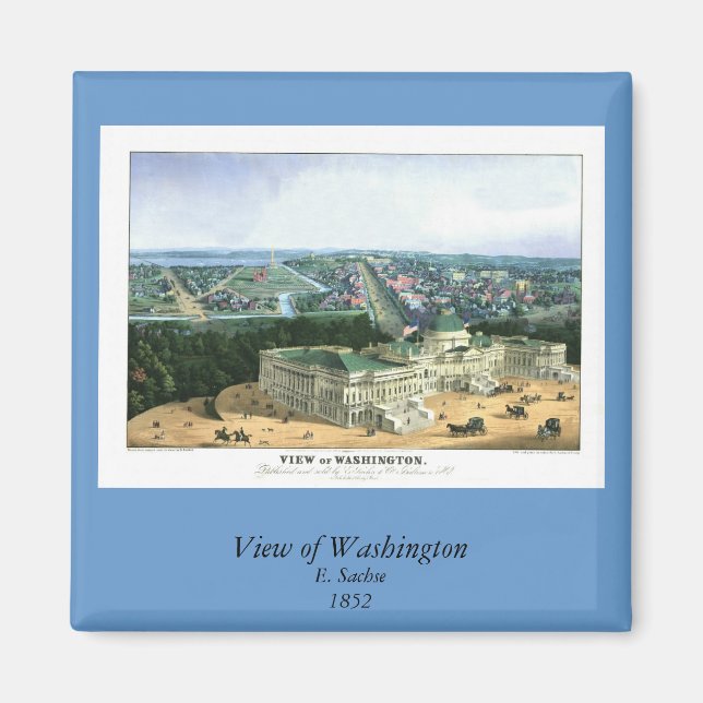 Imã Lithógrafo a cores 1852 - Vista de Washington (Frente)