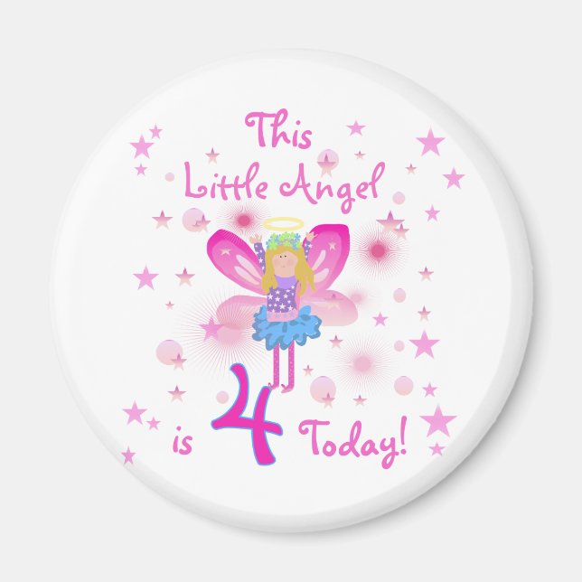 Imã Little Angel 4th Birthday T-shirts e presentes (Frente)