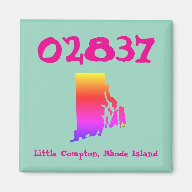 Imã Little Compton, RI Zip Code - 02837 Orgulho Rainbo (Frente)