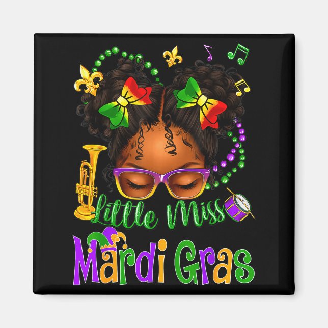 Imã Little Miss Mardi Gras Bow Girls Kids New Orleans  (Frente)