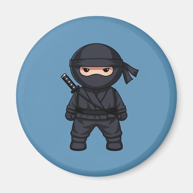 Imã Little Ninja Warrior on Blue (Frente)