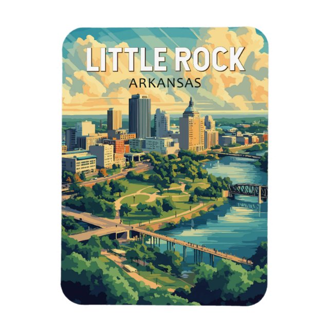 Ímã Little Rock Arkansas Viagem Art Vintage (Vertical)