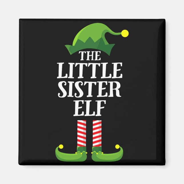 Imã Little Sister Elf Matching Family Group Christmas  (Frente)