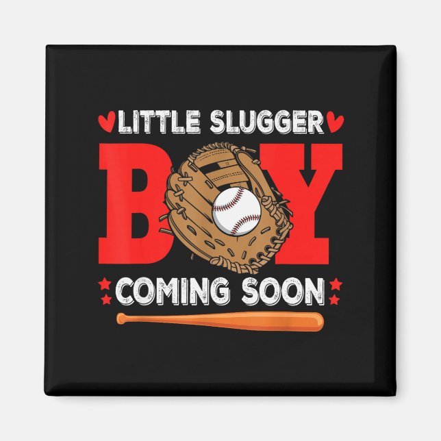 Imã Little Slugger Boy Coming Soon Baby Announcement B (Frente)