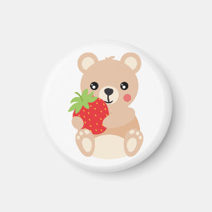 Imã Little teddy bear with strawberry
