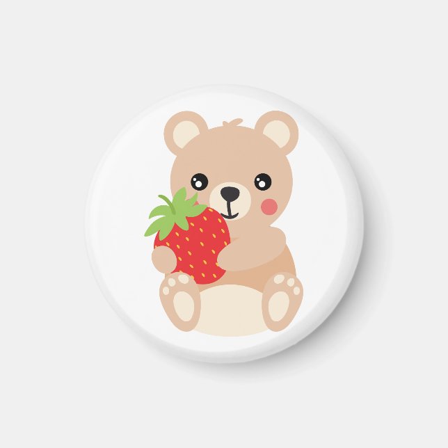 Imã Little teddy bear with strawberry (Frente)
