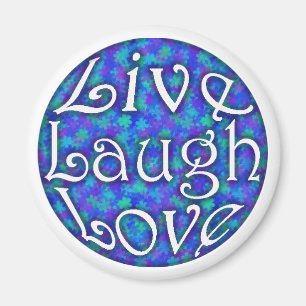 Imã Live Laugh Love Magnet em Blue Floral