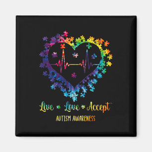 Imã Live Love Aceite Autismo Sensibilização Tie Dye Au