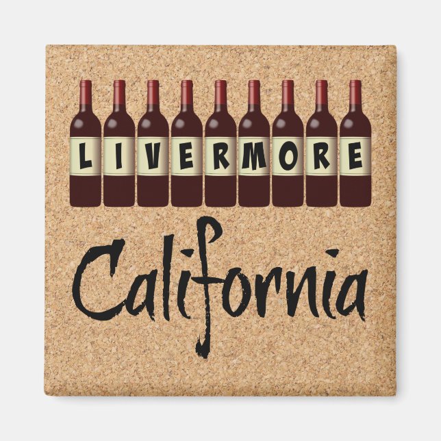 Imã Livermore California Red Wine Botles Diversão. Pro (Frente)